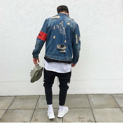 👕 Denim Jacket with Embroidery Design