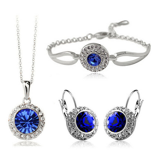 Korean Style Jewelry Set – Elegant Diamond Alloy Necklace & Earrings