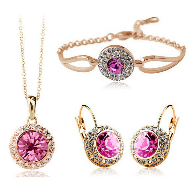 Korean Style Jewelry Set – Elegant Diamond Alloy Necklace & Earrings