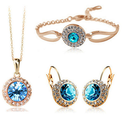Korean Style Jewelry Set – Elegant Diamond Alloy Necklace & Earrings