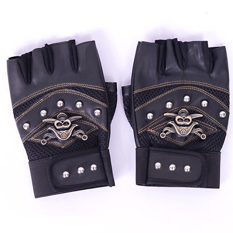 🧤 Hip Hop Skull Half Finger Gloves – Unisex Riding & Dance Style