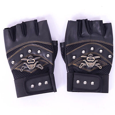 🧤 Hip Hop Skull Half Finger Gloves – Unisex Riding & Dance Style