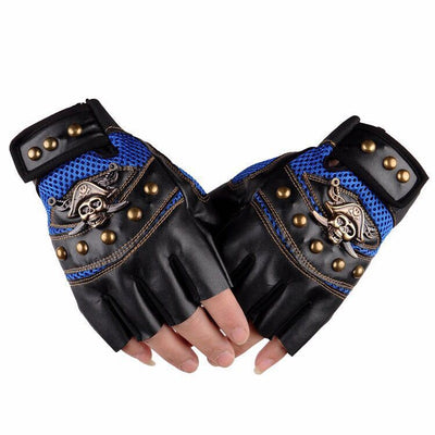 🧤 Hip Hop Skull Half Finger Gloves – Unisex Riding & Dance Style