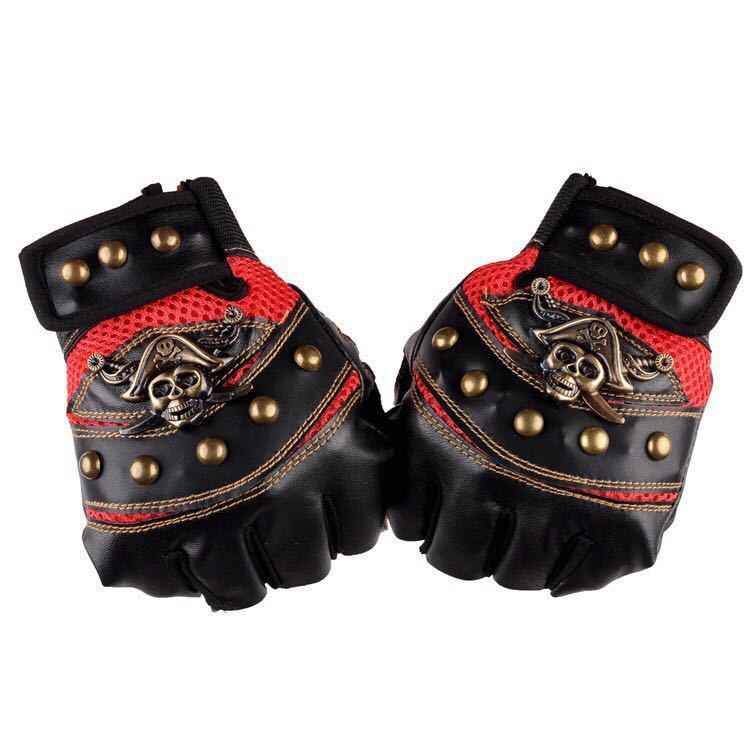 🧤 Hip Hop Skull Half Finger Gloves – Unisex Riding & Dance Style