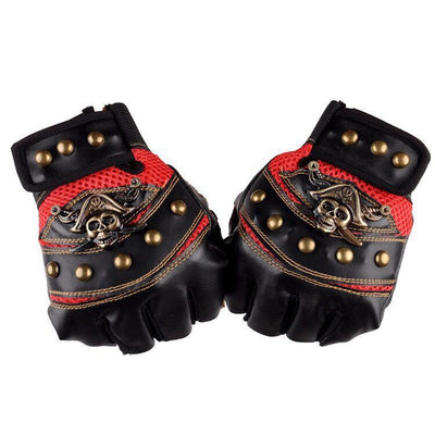 🧤 Hip Hop Skull Half Finger Gloves – Unisex Riding & Dance Style