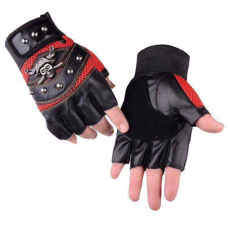 🧤 Hip Hop Skull Half Finger Gloves – Unisex Riding & Dance Style