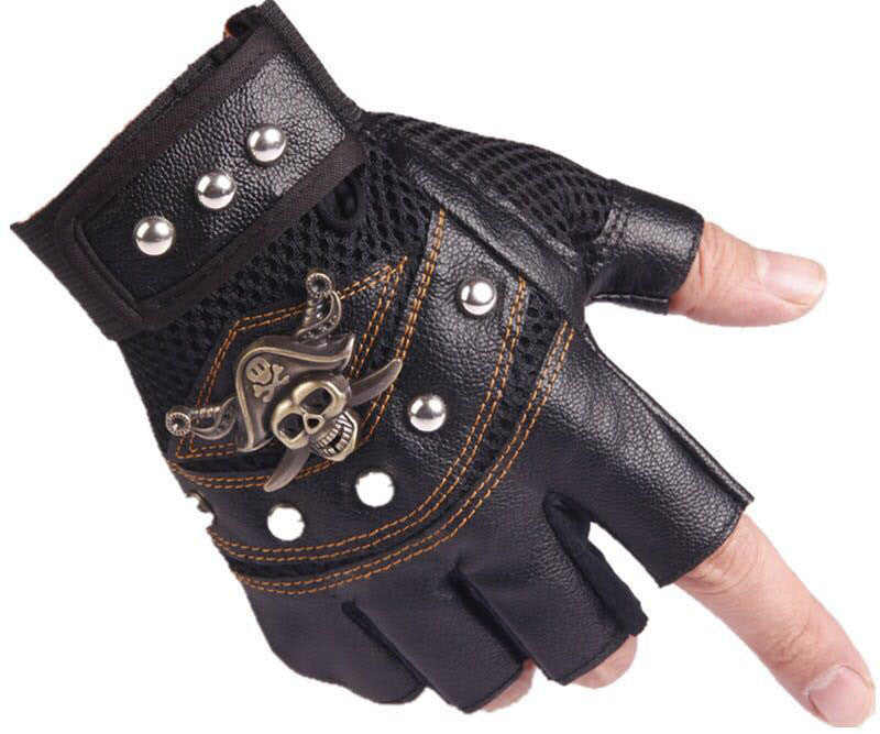 🧤 Hip Hop Skull Half Finger Gloves – Unisex Riding & Dance Style