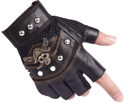🧤 Hip Hop Skull Half Finger Gloves – Unisex Riding & Dance Style