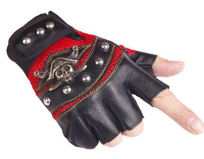🧤 Hip Hop Skull Half Finger Gloves – Unisex Riding & Dance Style