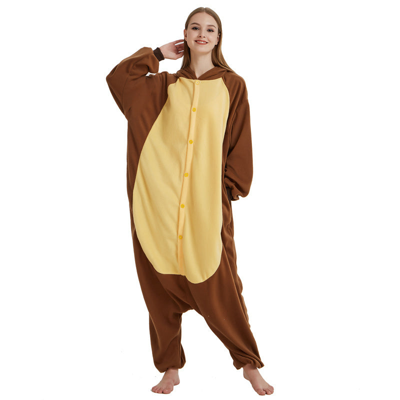 🐻 Brown Bear Polar Fleece One-Piece Animal Pajamas