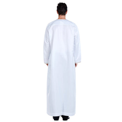 Summer Arab Middle Eastern Men’s Robe – Lightweight Embroidered Cotton Blend Thobe