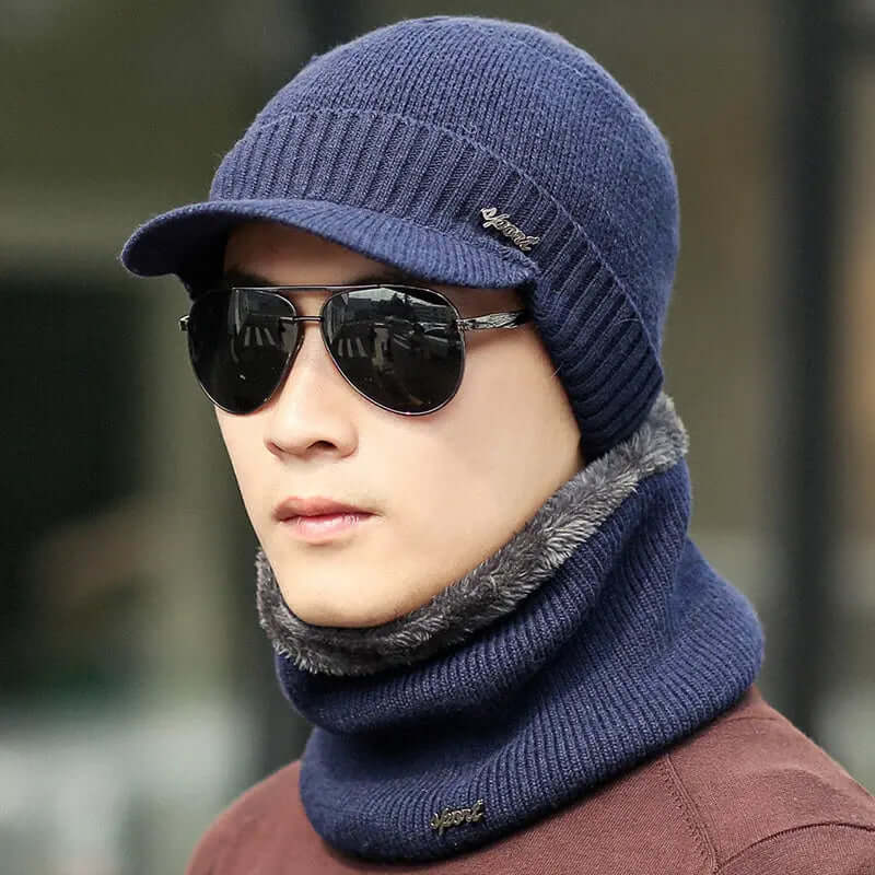 Winter Warm Knitted Hat – Wool Blend Cap with Earmuffs
