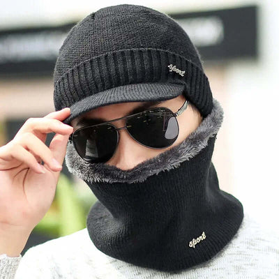 Winter Warm Knitted Hat – Wool Blend Cap with Earmuffs