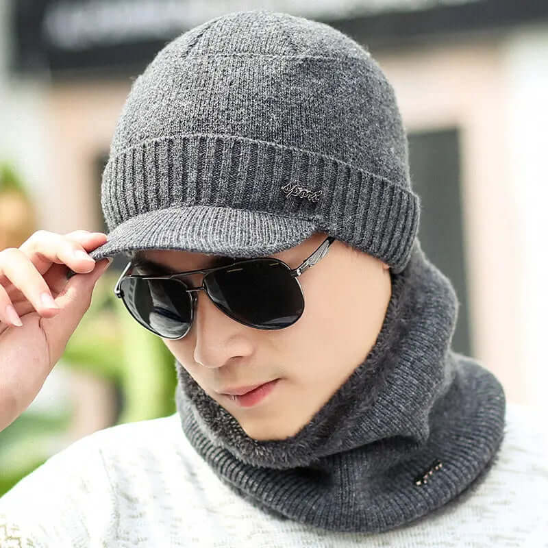 Winter Warm Knitted Hat – Wool Blend Cap with Earmuffs