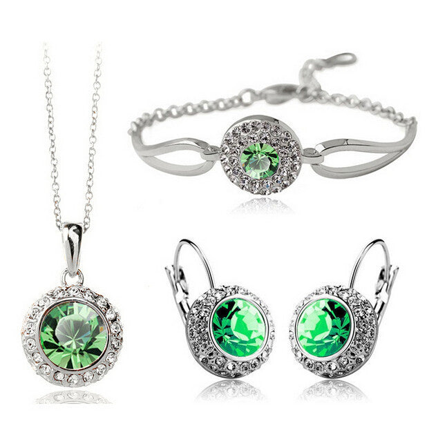 Korean Style Jewelry Set – Elegant Diamond Alloy Necklace & Earrings