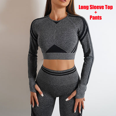 Seamless Yoga Pants & Long Sleeve Tops – Butt Lifting Slim Fit Sportswear Set