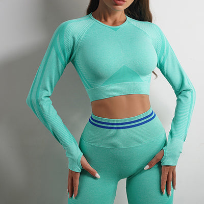 Seamless Yoga Pants & Long Sleeve Tops – Butt Lifting Slim Fit Sportswear Set