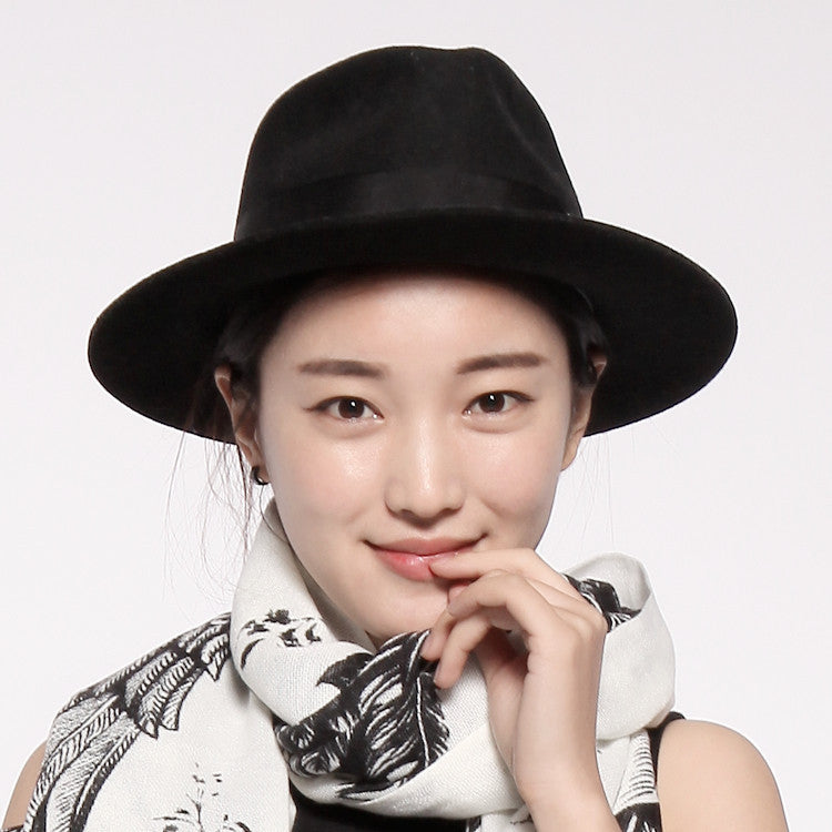 Ladies Woolen Jazz Hat – Elegant Bow Felt Hat for Winter, Spring & Autumn