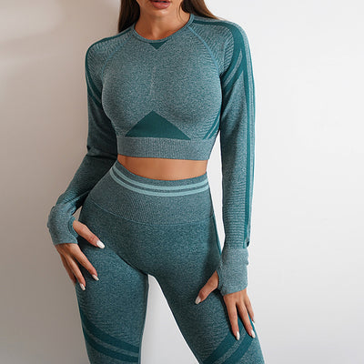 Seamless Yoga Pants & Long Sleeve Tops – Butt Lifting Slim Fit Sportswear Set
