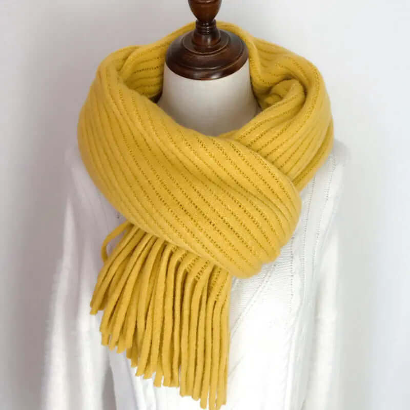 Winter Versatile Thickened Wool Scarf for Women – Soft Warm Tassel Shawl