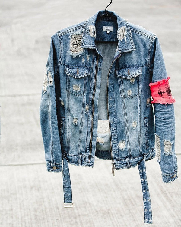 👕 Denim Jacket with Embroidery Design