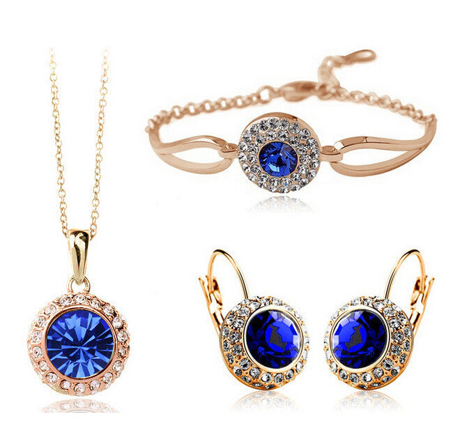 Korean Style Jewelry Set – Elegant Diamond Alloy Necklace & Earrings