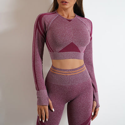 Seamless Yoga Pants & Long Sleeve Tops – Butt Lifting Slim Fit Sportswear Set
