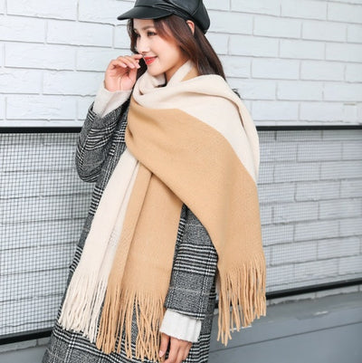 🧵 Men’s Color-Block Wool Scarf – Stylish & Warm