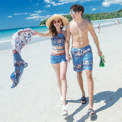Sexy Vacation Couple Swimwear Suit – Matching Quick-Dry Swimsuit Set