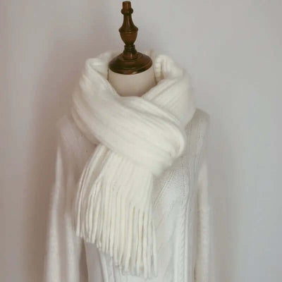 Winter Versatile Thickened Wool Scarf for Women – Soft Warm Tassel Shawl