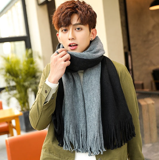 🧵 Men’s Color-Block Wool Scarf – Stylish & Warm