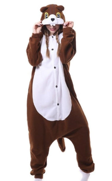 🐻 Brown Bear Polar Fleece One-Piece Animal Pajamas