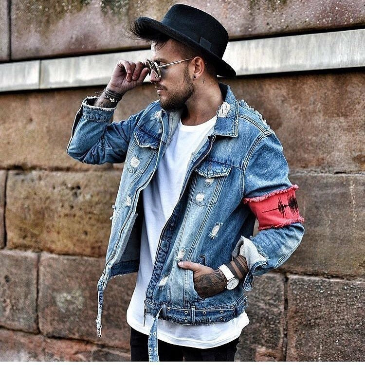 👕 Denim Jacket with Embroidery Design
