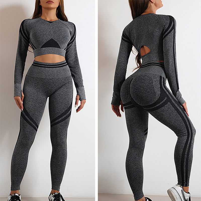 Seamless Yoga Pants & Long Sleeve Tops – Butt Lifting Slim Fit Sportswear Set