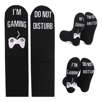 🧵 Men’s Pure Cotton Socks – Letter Print Mid-Calf Socks