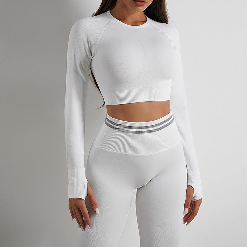 Seamless Yoga Pants & Long Sleeve Tops – Butt Lifting Slim Fit Sportswear Set