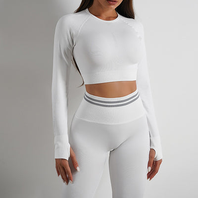 Seamless Yoga Pants & Long Sleeve Tops – Butt Lifting Slim Fit Sportswear Set
