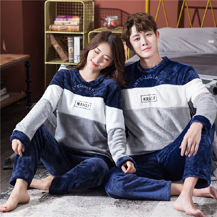 💕 Female Spring, Autumn, Winter Coral Plush Couple Nightwear