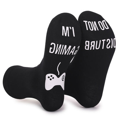 🧵 Men’s Pure Cotton Socks – Letter Print Mid-Calf Socks