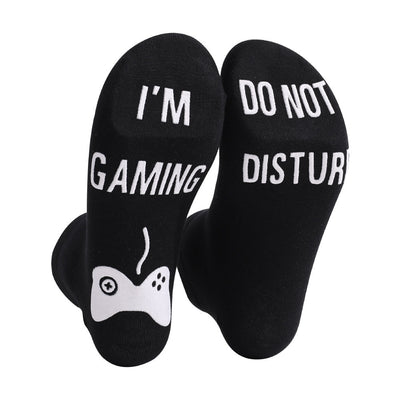 🧵 Men’s Pure Cotton Socks – Letter Print Mid-Calf Socks