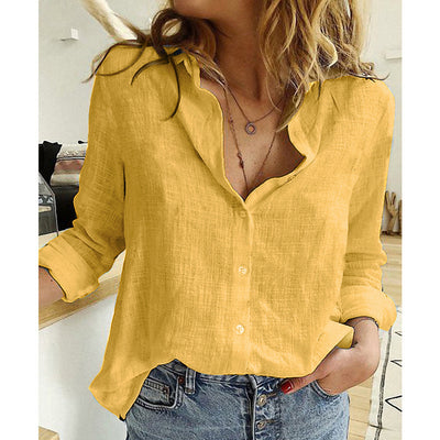 👚 Loose Button Lapel Cardigan Top – Women’s Long Sleeve Blouse