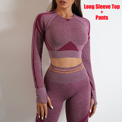 Seamless Yoga Pants & Long Sleeve Tops – Butt Lifting Slim Fit Sportswear Set