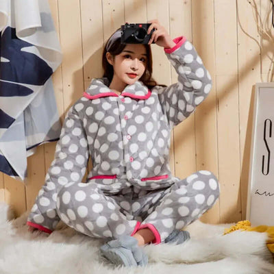 Winter Pajama Set Women – Thick 3-Layer Sleepwear