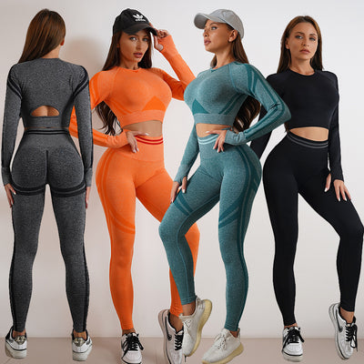 Seamless Yoga Pants & Long Sleeve Tops – Butt Lifting Slim Fit Sportswear Set