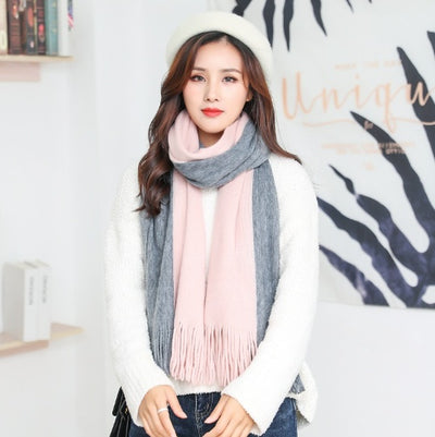 🧵 Men’s Color-Block Wool Scarf – Stylish & Warm