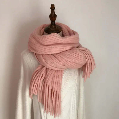 Winter Versatile Thickened Wool Scarf for Women – Soft Warm Tassel Shawl