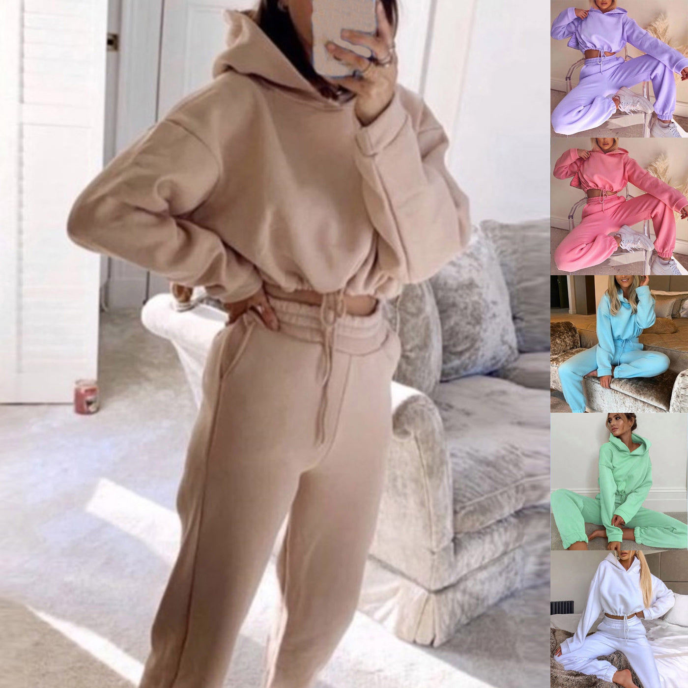 Jogging Suits for Women – 2-Piece Tracksuit with Hoodie & Long Pants