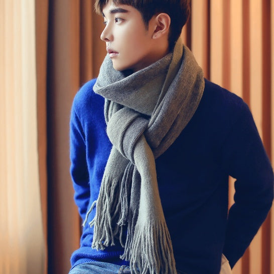 🧵 Men’s Color-Block Wool Scarf – Stylish & Warm