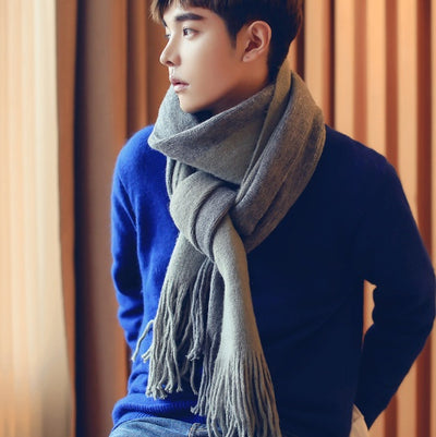 🧵 Men’s Color-Block Wool Scarf – Stylish & Warm