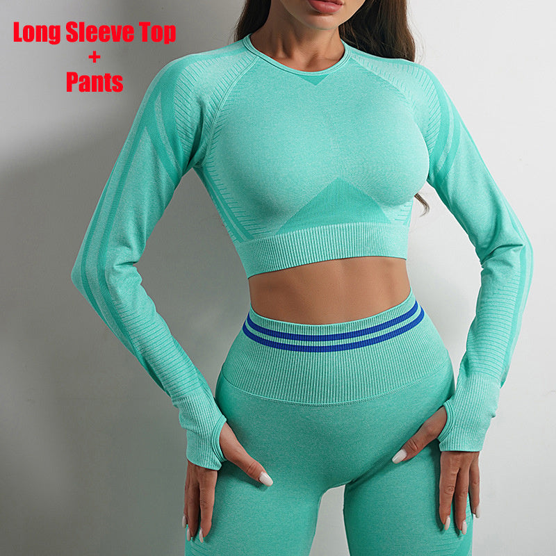Seamless Yoga Pants & Long Sleeve Tops – Butt Lifting Slim Fit Sportswear Set